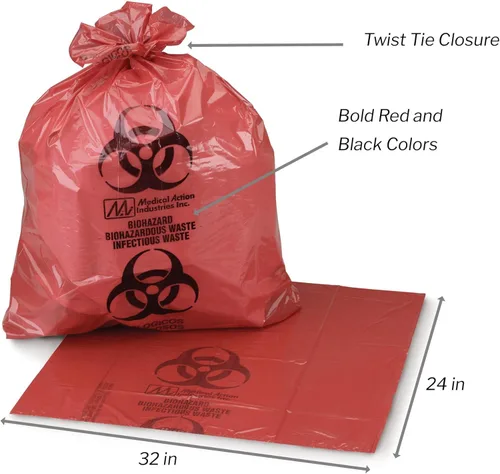 Miniatura 5 de McKesson Bolsas de riesgo biológico, 10 a 15 galones [250 unidades] Bolsa de residuos infecciosos peligrosos, grado hospitalario médico, rojo