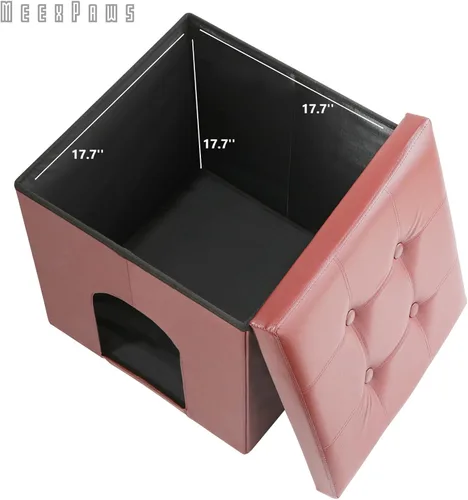 Miniatura 3 de MEEXPAWS Mueble Gabinete Oculto para Caja de Arena de Gatos, Banco de Baño para Gatos Gabinete de Almacenamiento Pequeño 19.7'' x 19.7'' x 19.7'' A