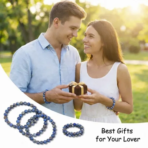 Miniatura 6 de 45 piezas de cuentas de sedimento azul marino, cuentas naturales de piedra redondas sueltas de 8 mm con poder curativo para hacer joyas, aretes
