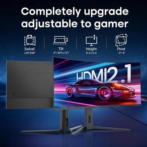 Miniatura 6 de Amzfast Monitor curvo de 34 pulgadas 200Hz UWQHD (3440x1440) Monitor de juegos, 1ms G-SYNC compatible, 1500R, PIP/PBP, 131% sRGB
