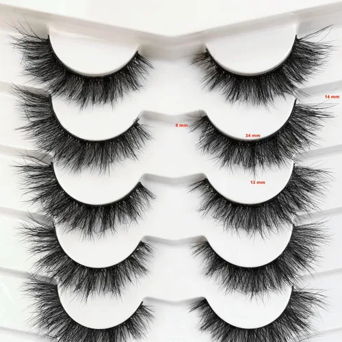 Miniatura 3 de Pooplunch Pestañas postizas, efecto ojo de gato, naturales, de pelo de visón sintético, paquete múltiple de pestañas postizas cortas y esponjosas