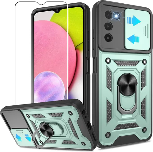 Miniatura 13 de ATUMP Funda para T-Mobile Revvl V Plus 5G con protector de pantalla HD con cubierta de cámara deslizante, soporte de anillo de rotación de 360° Negro