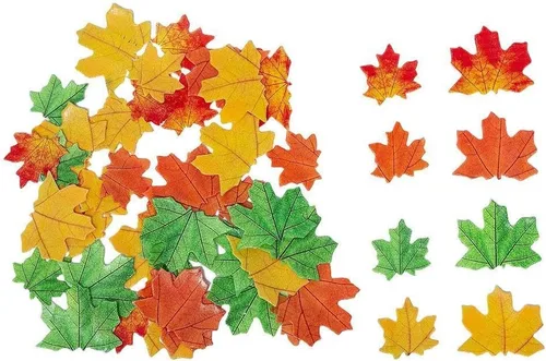 Miniatura 9 de Hojas de otoño comestibles doradas, 90 piezas para cupcakes, hojas de arce de otoño, oblea, papel de arroz, decoración de alimentos, mezcla de 2