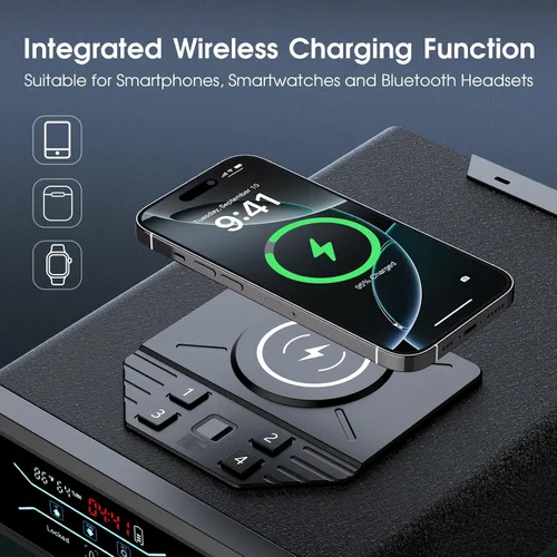 Miniatura 2 de Caja fuerte para pistola de pistola, biométrica de acceso rápido con carga inalámbrica para reloj y teléfono, teclado de huellas dactilares 3 en 1