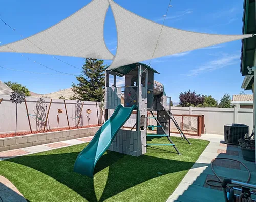 Coarbor Toldo tipo vela de 8 x 8 x 8 pies, para exteriores, resistente, triangular, pantalla de tela para patio, jardín, terraza, pérgola, toldo