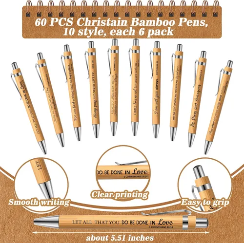 Miniatura 4 de Qeeenar 180 unidades de regalos cristianos para el Día del Padre, diario de oración religiosa, cuaderno de la Biblia inspirador con bolígrafos