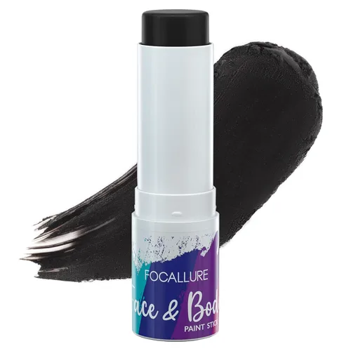 FOCALLURE Barra de pintura facial y corporal, barra negra para deportes, kit de pintura facial profesional hipoalergénica, maquillaje para