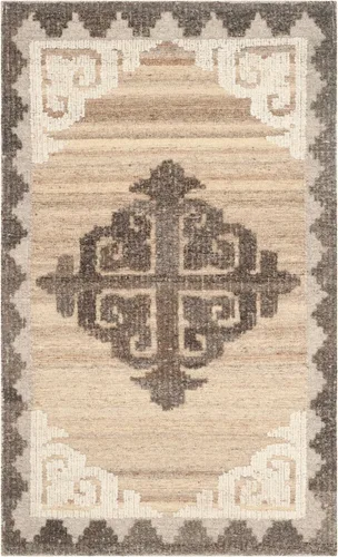 Miniatura 4 de SAFAVIEH Kenya Collection - Alfombra decorativa de 3 x 5 pies, marrón y carbón, lana tribal anudada a mano, ideal para zonas de alto tráfico