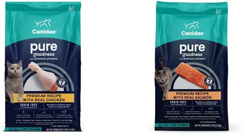 Miniatura 8 de CANIDAE Pure Limited Ingredients Paquete de comida seca prémium para gatos, recetas de salmón y atún de peso saludable, 5 libras (paquete de 2), sin