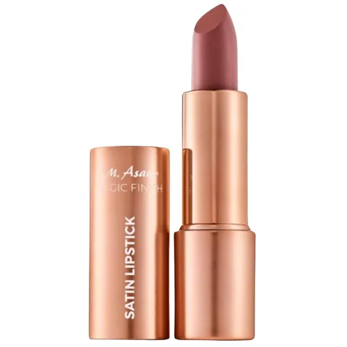 M. Asam Lápiz labial satinado Magic Finish (0.14 onzas) en tono avellana, duradero, acabado mate sedoso sin resecar, textura cremosa que nutre con