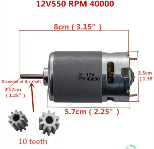 Miniatura 2 de weelye 2 piezas 12V550 RPM 40000 con alto par de torsión 12 voltios DC motor, piezas SUV, motor eléctrico eléctrico, adecuado para coches RC niños