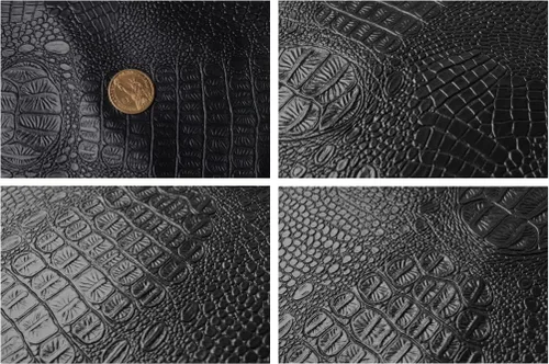 Tela de piel de aligátor Wento de PU - Material de tapicería de cocodrilo negro sintético por yarda (1 Yarda)
