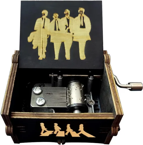 Bolunlun Caja de música de los Beatles, caja de música de madera con manivela, juguetes de madera para fanáticos de las estrellas, regalos para