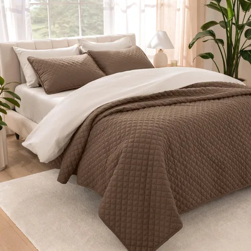 Miniatura 15 de Bare Home Juego de colcha – Full/Queen – Decoración ligera de cama – Alternativa de edredón – Colcha acolchada para todas las estaciones 04 - Gris
