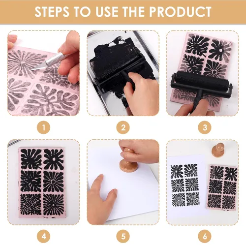 Miniatura 6 de Kit de Linocut para principiantes con bloques de linóleo para impresión y herramientas de Linocut, regalo de arte para adultos y adolescentes