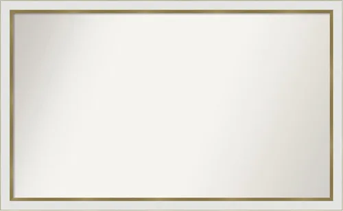 Miniatura 488 de Amanti Art Espejo de baño blanco para sobre el fregadero, 30 x 35 pulgadas, espejo de tocador rectangular estrecho de Eva de oro blanco, marco