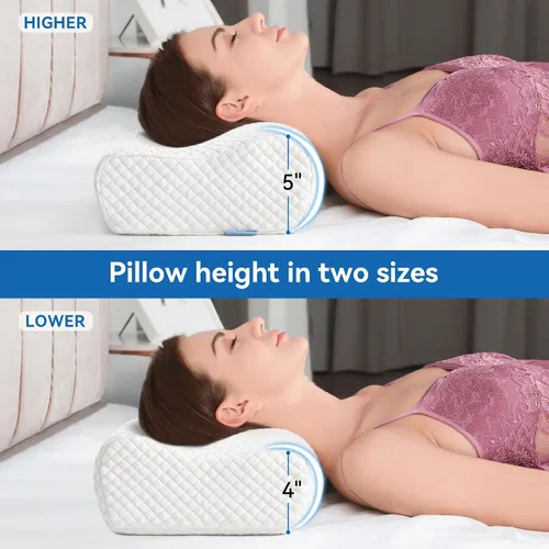 Miniatura 2 de AM AEROMAX Almohada de espuma viscoelástica de contorno de viaje, almohada cervical para aliviar el dolor de cuello, almohadas ortopédicas