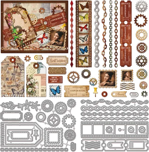 Miniatura 10 de GLOBLELAND Troqueles de Corte de Marco de Página de Sobre de Botella para Bricolaje Scrapbooking Metal Planificador Refuerzo de Agujeros Troqueles