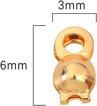 Miniatura 2 de Beadia Tapas de extremo chapadas en oro de 18 quilates que no se deslustran 0.118 x 0.236 in, 200 piezas para hallazgos de fabricación de joyas