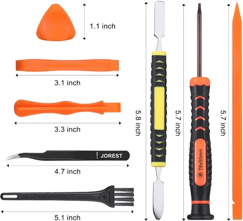Miniatura 3 de JOREST Repair Kit for Xbox One/360/X PS4 PS3 PS5, PH0 T6 T8 T10 Torx Security Screwdriver, Crowbars,Tweezers, Cleaning Tool for Controller and