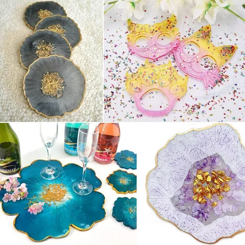 Miniatura 6 de Chips de vidrio triturado irregulares, 3.53 onzas de piedras metálicas gruesas con purpurina para arte de uñas, relleno de molde de resina