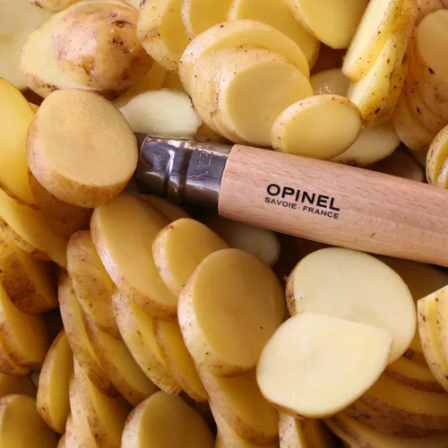 Miniatura 6 de OPINEL Nº 06 INOX - Cuchillo de bolsillo plegable de acero inoxidable Sandvik, mango de madera de haya, hoja de 2.87 pulgadas, collar de bloqueo