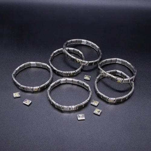 Miniatura 5 de Fablinks Pulsera italiana con dije de letra, dijes dorados del alfabeto de 0.354 in, pulseras de joyería para mujer, letras de enlace de iniciales