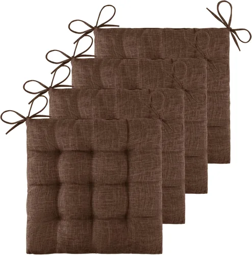 Miniatura 15 de ELFJOY Paquete de 4 cojines para sillas de comedor, cojines para sillas de cocina, oficina, cojín cuadrado copetudo con lazos