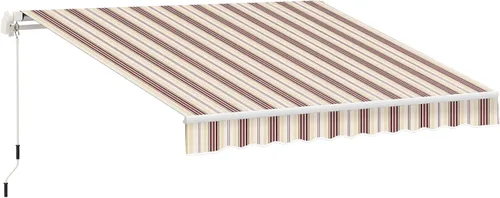 Outsunny - Toldo retráctil de 10 x 8 pies, toldos para patio, refugio para el sol con manivela manual, tela resistente a los rayos UV y al agua y