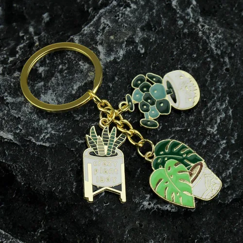 Miniatura 3 de Caiyao Golden Ladies - Llavero con forma de suculenta en maceta, lindo llavero para bolsa, monederos, llaves, accesorios de bricolaje, Verde