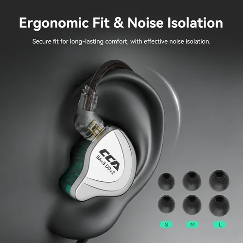 Miniatura 7 de CCA C10 Pro - Monitor intrauditivo, HiFi 1DD 4BA Hybrid Five Drivers in-Ear Earphone, carcasa de aleación de zinc + auriculares de resina con cable