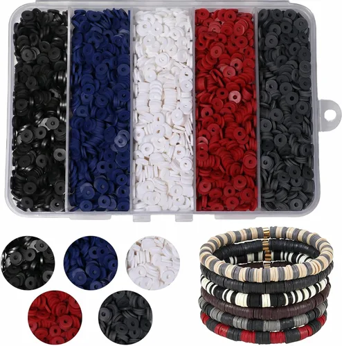 3500 cuentas de arcilla multicolor para hacer pulseras, cuentas de arcilla polimérica Heishi de 0.236 pulgadas, disco redondo plano para fabricación