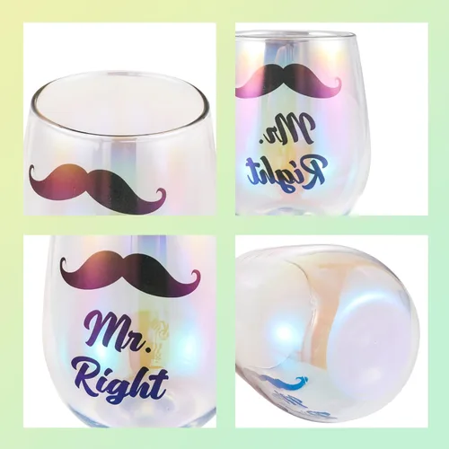 Miniatura 6 de SHENDONG Mr Right Mrs Always Right Copas de vino para parejas, regalo para parejas, compromiso, Navidad, boda, despedida de soltera, regalos