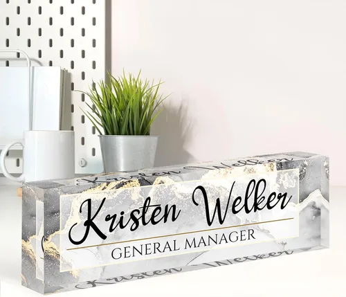 Miniatura 30 de Placa de nombre personalizada para escritorio, placa de nombre de escritorio personalizada, decoración de oficina para mujeres y hombres, accesorios