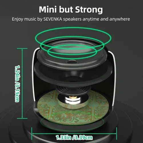 Miniatura 2 de SEVENKA 2 mini altavoces, altavoces inalámbricos pequeños portátiles de 3 W con cordón, resistente al agua, emparejamiento estéreo inalámbrico, mini