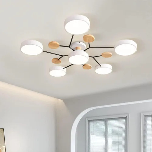 Miniatura 16 de Lámpara de techo LED moderna, lámpara LED regulable de 55 W, lámpara de techo moderna de montaje empotrado, lámpara de techo de madera para sala
