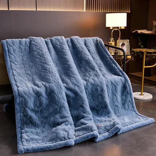 Miniatura 2 de LGYKUMEG Manta gruesa y cálida de visón coreano, manta de vellón San Marcos de 79 x 91 pulgadas, manta de cama suave y sedosa para otoño e invierno