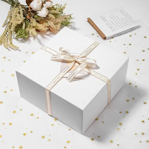 Miniatura 3 de Mcfleet Cajas de regalo con tapas 10x10x5 pulgadas 10 unidades Caja de regalo de cartón blanco para propuesta de dama de honor para regalos