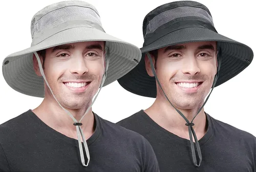 Miniatura 11 de Paquete de 2 sombreros Boonie para hombres y mujeres con protección UV UPF 50+ para pesca, senderismo y jardinería