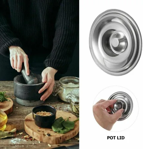 Miniatura 4 de Tapa universal de acero inoxidable para ollas pequeñas, sartenes y sartenes de repuesto con asa en anillo (7.9 in)