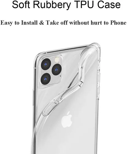 Miniatura 6 de Unov Funda compatible con iPhone 11 Pro, transparente, con diseño delgado, protector suave de TPU a prueba de golpes, patrón de flores en relieve