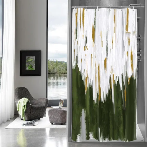 Miniatura 15 de MitoVilla Cortina de Ducha Pequeña Negra para Cabina 36 x 72 pulgadas, Juego de Cortinas de Ducha Angostas de Media Talla Abstracto Degradado