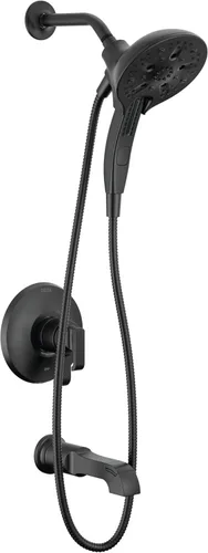 Delta Faucet Tetra 17 Series - Juego de grifo de ducha y bañera de doble función color negro mate con cabezal de ducha 2 en 1 In2ition con rociador