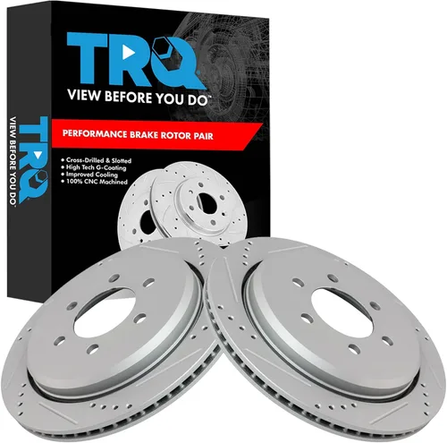 Miniatura 390 de TRQ Juego de rotores de freno de rendimiento trasero con revestimiento G premium compatible con Mazda 6 2014-2021