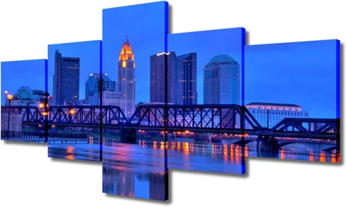 Miniatura 13 de TUMOVO Fotos en lienzo de Estados Unidos, Cincinnati, Ohio, Skyline at Dusk para tu sala de estar, impresiones de paisaje urbano de rascacielos