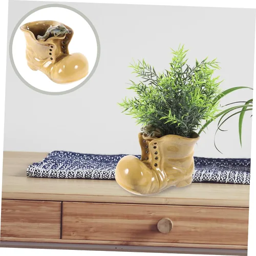 Miniatura 5 de Botas de dibujos animados en forma de suculenta maceta de cerámica para plantas de interior, oficina, ventana, alféizar decoración única