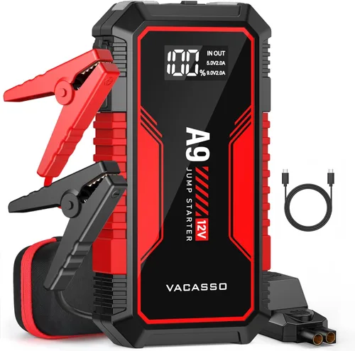 Miniatura 10 de Arrancador de batería VACASSO A9 de 4000 A, portátil (7L de gasolina/4L diesel), paquete de arrancadores de batería de coche de 12 V, arranque