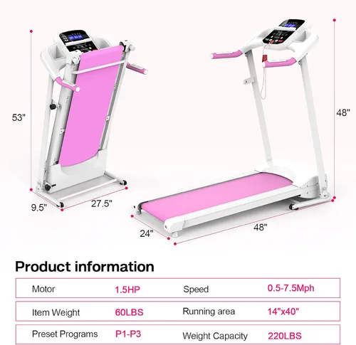 Miniatura 7 de Home Foldable Treadmill with Incline, Folding Treadmill for Home Workout, Electric Walking Treadmill Machine 15 Preset or Adjustable Programs 250 LB