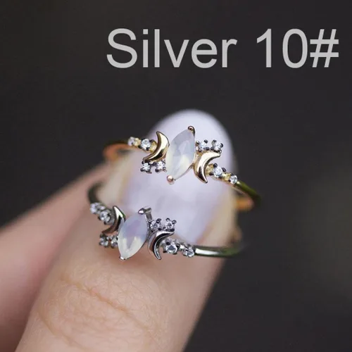 Miniatura 6 de Alianza de boda Balakie Chic para mujer, diseño de luna, blanco y ópalo