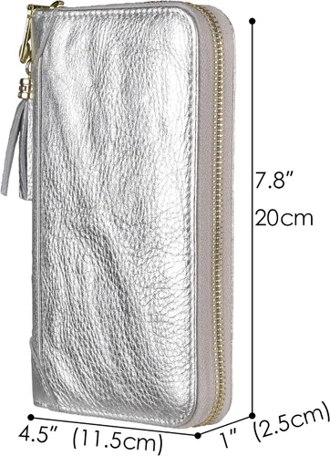 Miniatura 5 de Easyoulife - Monedero de cuero con cremallera, billetera portatarjetas para mujer, bloqueo RFID